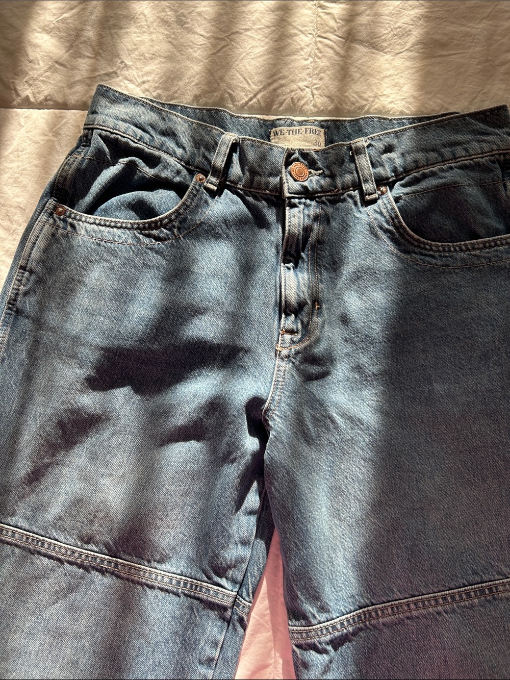 We The Free Wide-Leg Panel Jeans in Blue Denim